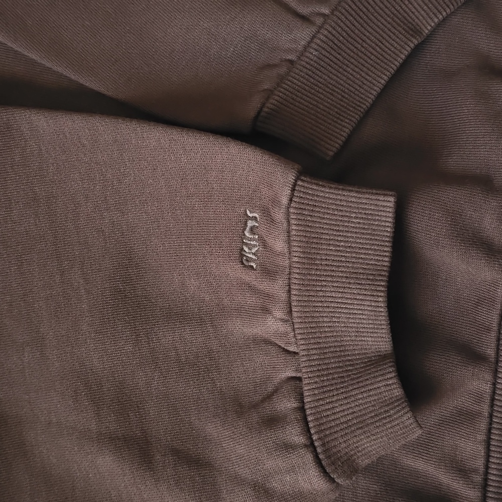 SKIMS Boyfriend Slouchy Fleece Half Zip Pullover Size:Medium Expresso - Picture 8 of 13